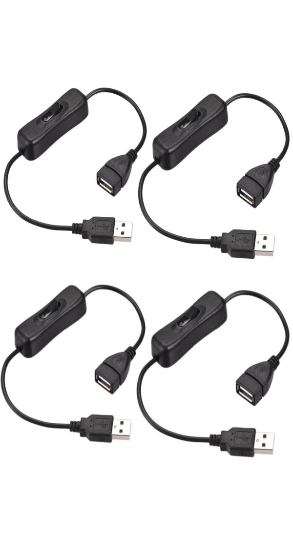 ﻿YFFSFDC USB 延長ケーブル オン/オフスイッチ付き USB A オス メス 延長ケーブル ON/OFF USBスイッチ USB電源ケーブル 30cm 4本入り