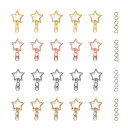 YFFSFDC キーホルダー金具 20個 回転カン付き ワンタッチキーホルダー カワイイ DIY用パーツ 手作り キーリング シルバー ゴールドなど4色 (星 ...