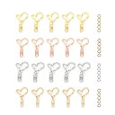 YFFSFDC キーホルダー金具 20個 回転カン付き ワンタッチキーホルダー カワイイ DIY用パーツ 手作り キーリング シルバー ゴールドなど4色 (ハー...