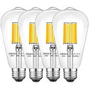 Zohadtak 10W エジソン電球 LEDフィラメント電球 E26口金ST64 100W形相当 1200lm 2700K電球色 クリアタイプ シャンデリア用 レトロ電球 360度 広配光タイプ 調光器非対応 PSE認証済み 4個入 (10W, 電球色)