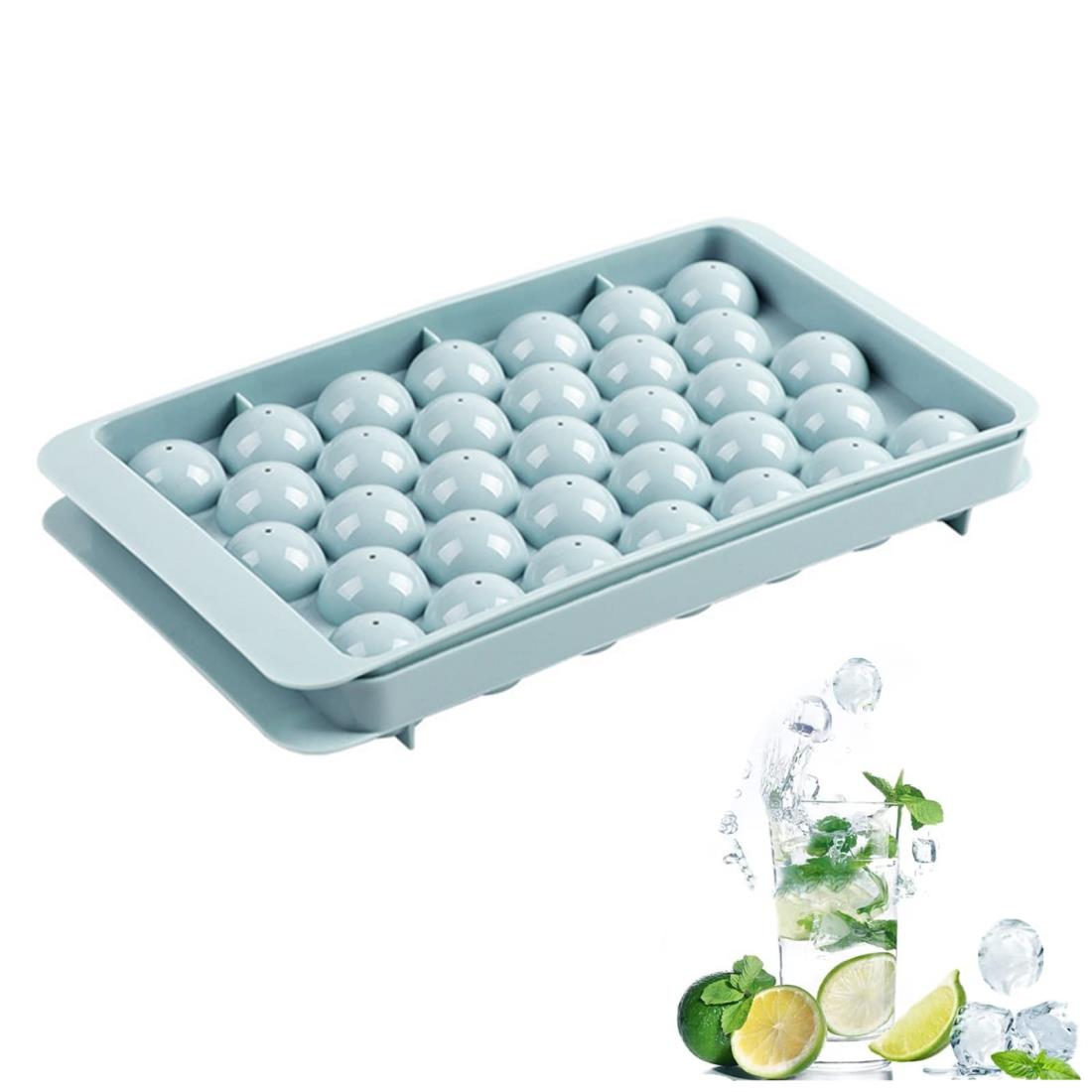 YFFSFDC 製氷皿 33個取りフタ付き製氷器丸氷 アイストレー 丸型 取り出しやすい 製氷機 アイスボール お菓子お茶 お酒 アイスクリーム穴付き 耐久性大容量 (ライドブルー)