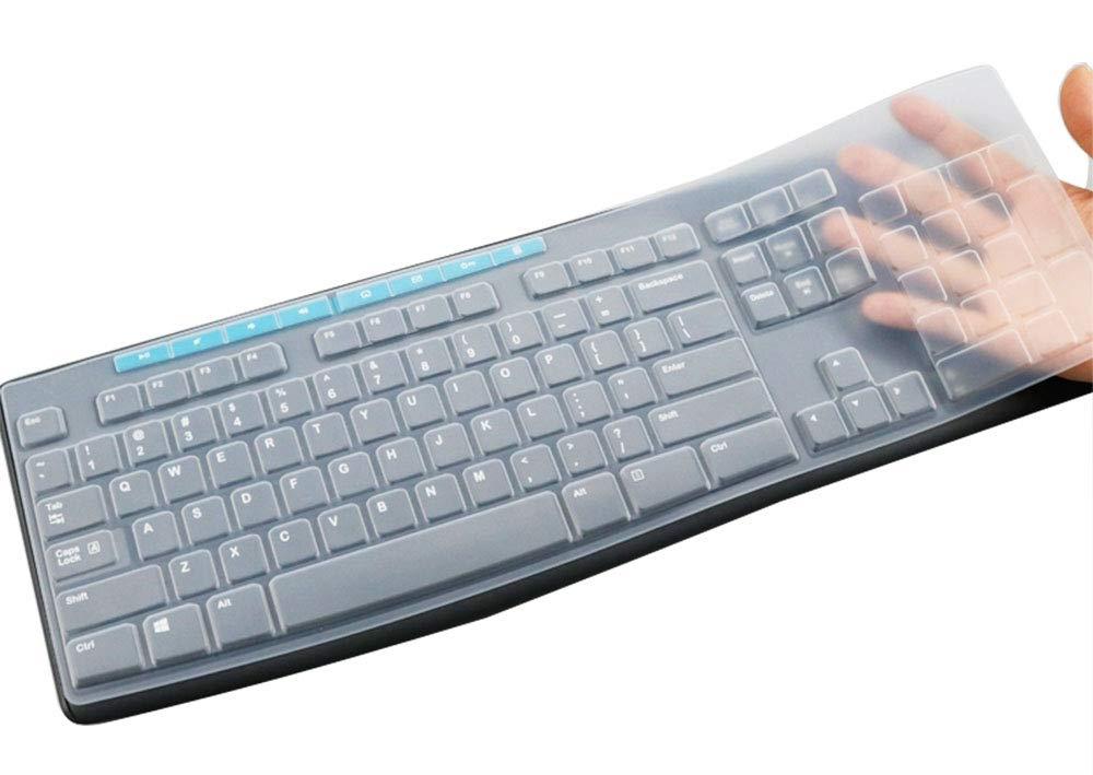 シリコンキーボードプロテクタースキンカバー Logitech MK295 MK275 K200 MK200 K260 MK260 K270 MK270 デスクトップキーボード(クリア、K200と互換性あり)
