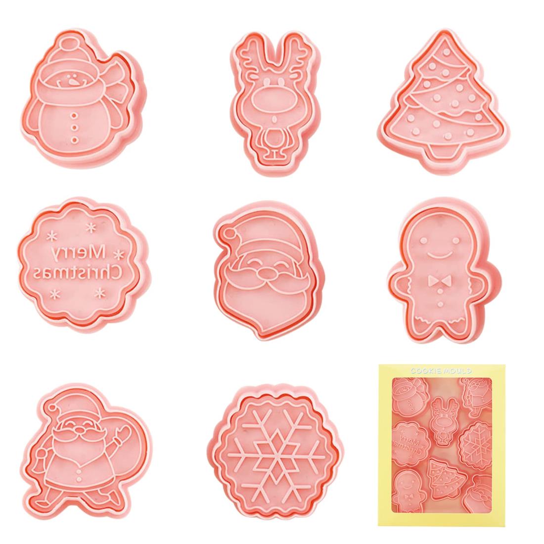 クリスマス クッキー型 ビスケット型 8個セット 製菓用品 手作り DIY 型抜き ヘラジカ クリスマスツリー スノーフレーク エルク 雪だるま クリスマスソックス 作り クリスマスケーキギフト (セットA)