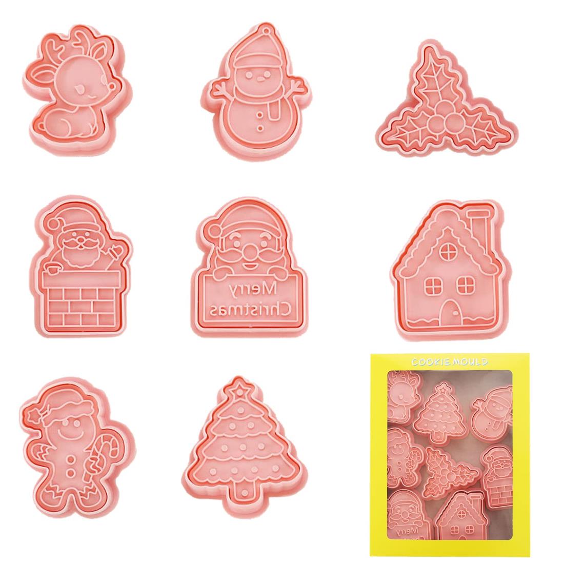 クリスマス クッキー型 ビスケット型 8個セット 製菓用品 手作り DIY 型抜き ヘラジカ クリスマスツリー スノーフレーク エルク 雪だるま クリスマスソックス 作り クリスマスケーキギフト (セットC)