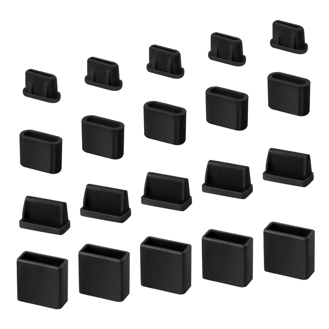 コネクタカバー 20個入り type c防塵栓 USB防塵栓 type c防塵蓋 USB防塵蓋 コネクタカバー・キャップ シリコンタイプ USB2.0/USB3.0ポート タイプ c オス・メス用 防塵 防湿 防錆 端子保護キャップ 保護カバー ポート防塵栓 保護栓 (黒), ブラック