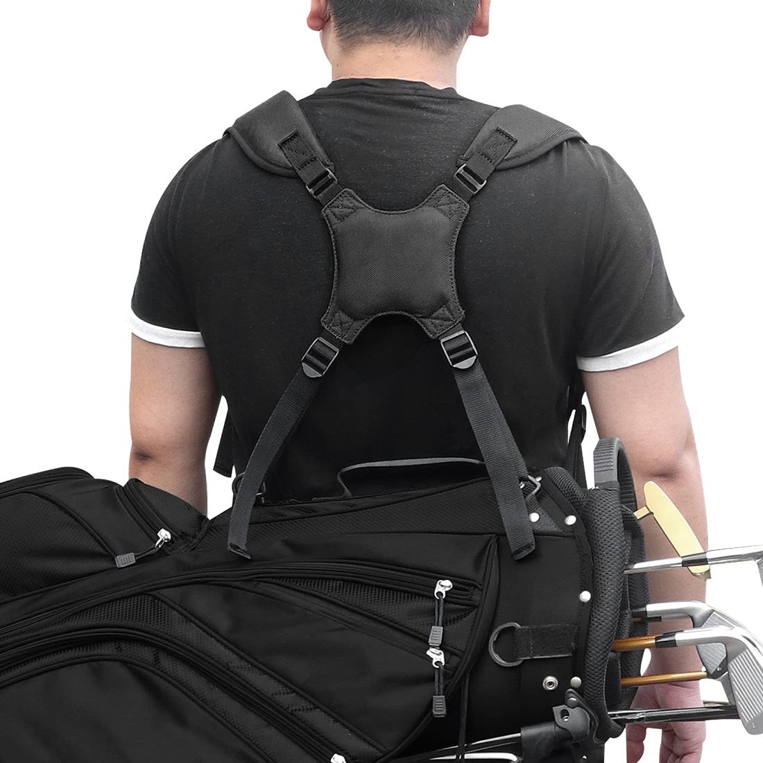 ゴルフキャディバッグ専用 ショルダーベルト 4点式 ストラップ クッション バックル ナイロン 負担を軽..