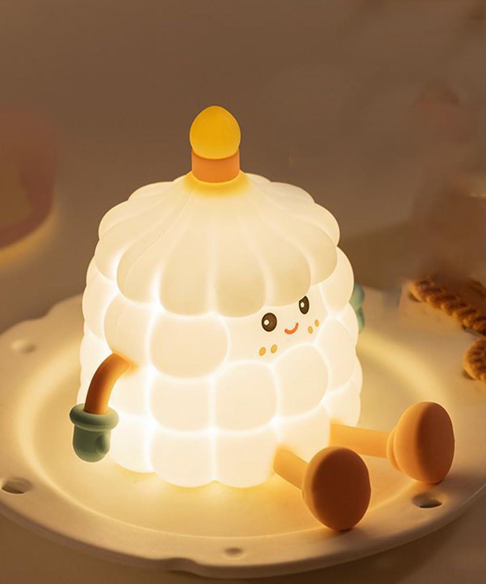 ナイトライト ケーキ ケーキライト LEDの暖かい光 タイマ設定 USB充電式 シリコン製 間接照明 プニプニ テーブルランプ 夜間ライト 出産祝い (ケーキ)