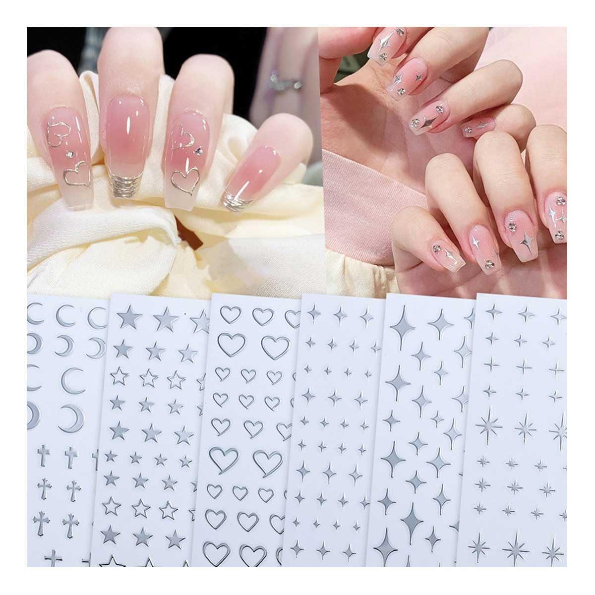 ネイルシール 6個セット 五芒星 月 ハート 六芒星 四芒星 ネイル用 可愛い ネイルパーツ ネイルアート ジュエリーパーツ 手作り 手芸 ハンドメイド ジュエリーパーツ ファッション アクセサリー(4)