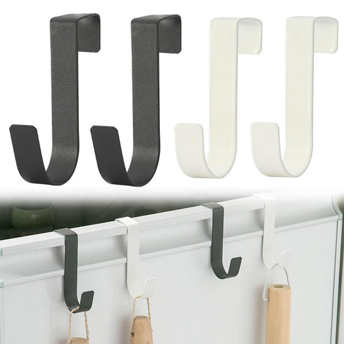 フック ゴミ袋ハンガー ドアハンガー 4個セット 黒と白 扉 引っ掛け S字フック ゴミ袋かけ キッチン タ..