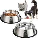 ペットボウル 2点セット お皿 犬 猫 ペット用 食器 ステンレス製 スチールドッグボウル フードボウル ディープ キャット ボウル 餌入れ 水入れ 滑り止め ...