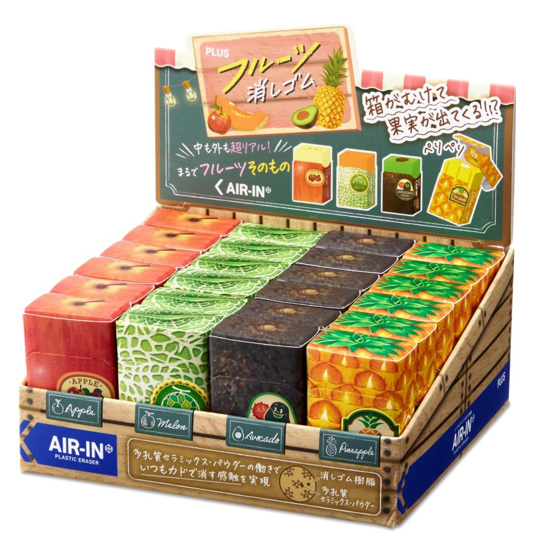 プラス 消しゴム エアイン フルーツ消しゴム アボカド パイン リンゴ メロン アソートBOX 24個入り ER-..
