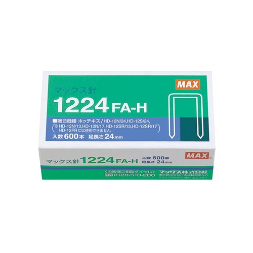 本体サイズ(約):幅11.5mm、針足24mm 1連接着本数:100本 1箱600本入り 適合機種:HD-12N/24 なんとコピー用紙を240枚もとじられます。