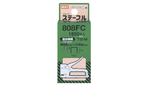 本体サイズ(約)幅7.5mm、針足8mm 1連接着本数:116本 1箱1,850本入り 適合機種:TG-M