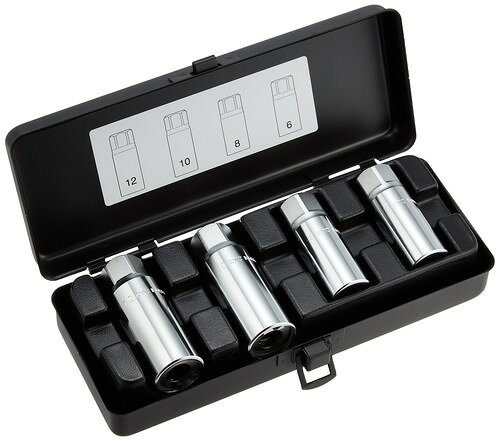 差込角(mm):12.7 セット内容:スタッドボルトリムーバー:6、8、10、12mm セット入数(点):4 メタルケース付(寸法:215mm×82mm×50mm)