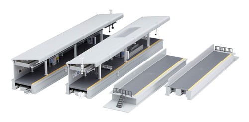 都市部や、比較的新しい駅に見られるようなホームをNゲージでお楽しみいただける製品です。完成品ですのでリアルな駅を手軽にお楽しみいただけます。 23-163 ホームドア 4ドア用 (6両分×2組入)と組み合わせれば、乗降の多い在来線の駅などで見られるホームドアの再現も可能です。また、23-000 ホームDX照明キットでホーム内に明かりを灯すことができます。