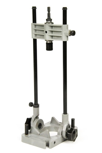 対応機種:インパクトドライバー・電気ドリル(幅80mmまでの電気ドリル取付可能) サイズ:約高さ390mm×幅150mm、材質:樹脂・特殊鋼 ビット軸:六角軸6.35mm ワンタッチチャック:六角軸6.35mm(ロングビット全長270mmまで) 仕様:前後45度角度変更可能・オイル注入口付