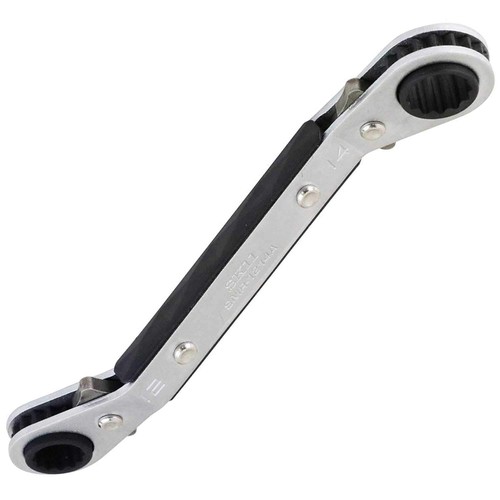 特徴1:ラチェット機構で作業効率がアップ 特徴2:左右回転切替えスイッチは指で瞬時に操作できる サイズ:12×14mm ギア数:18山(送り角度20度) 仕様:仮締め用・左右回転切替レバー