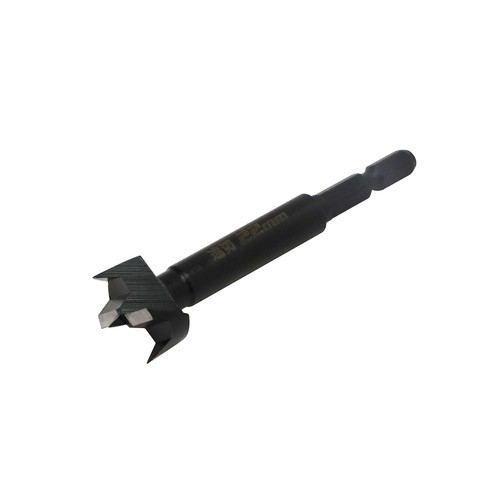 特徴:圧倒的切れ味で木材にスピード穴あけが可能 穴径:22mm、全長:約90mm 軸:6.35mm六角軸、材質:S45C 適正回転数:3000min-1以下 対応機種:電気ドリル・充電ドリルドライバー・充電インパクトドライバー