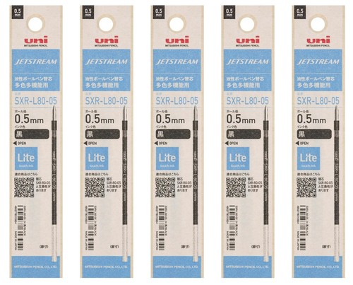 「JETSTREAM Lite touch ink(ジェットストリーム ライトタッチインク)」搭載モデル 替芯 特徴1従来品よりさらに筆記抵抗を減らし、より”かろやか”な書き心地を実現した新インク搭載 特徴2従来のSXR-80シリーズと同形状で互換性あり。 入数5本インク色黒ボール径0.5替芯サイズ直径3×厚さ3×全長87.7mm 対応商品ジェットストリーム多色多機能、ジェットストリームスタイラス各種