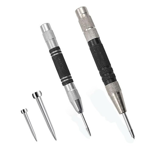 セット内容全長:130mm+154mm、大、小サイズ各1本。 高品質高硬度の高速度鋼でできています、抜群な耐摩耗性、耐久性があります。 滑り止め設計滑り止めあり、使用中の滑りを防ぎます、片手で簡単に操作でき。 使用方法あなたが作りたい穴の中心をマークし、重いヘッドを使って位置決め点に合わせます。 幅広い用途自動センターホールパンチは、マーキング、パンチング、スクライビングに最適です。