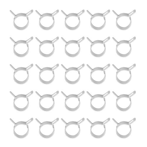 素材:65Mn鋼;内径:12mm / 0.47インチ;ホースOD用:12-13.6mm / 0.47-0.54インチ;全体サイズ:21x21x8mm / 0.83x0.83x0.31インチ(縦x横x高さ);パッケージリスト:バキュームホースクランプ25個 耐食性:これらのスプリングホースクランプは、耐食性のために亜鉛メッキされた65Mnマンガ ン鋼で作られており、湿気の多い環境で使用するのに適しています。滑らかな表面はパイプへの損傷を防ぎます。 しっかりした防漏ホース接続:精密な360°内部クランピングデザインを備え、ホースとフィッティング間の信頼性の高い漏れない接続をし、ホースをフィッティングに取り付けて流れ漏れを防ぐのに優れています。 取扱説明:ペンチを用意し、2つの耳を押して内部リングを広げます。適切なパイプにスプリングバンドクランプを取り付け、ペンチを解放して固定します。再利用可能で繰り返し使用できます。 用途:スプリングホースクランプは、バキュームホース、燃料ライン、ガス管、エアホース、水管、シリコンホースなど、さまざまなパイプを固定および接続するのに適しており、ガレージ、船舶、オートバイ、芝刈り機、自動車エンジンの接続に最適です。