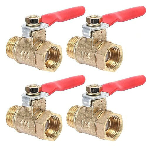 商品仕様セット内容:ボールバルブx4個、ハンドルの長さ:48mm、ネジの直径:1/4(12.7mm)、材質:真鍮。 上質な材質耐久性のある真鍮を採用しており、色が上品で、硬度が高いです。耐久性に優れ、耐酸性、耐アルカリ性、耐圧縮性、耐爆発性を備えています、長寿命を持っています。 使い勝手がよいシングルシート低トルクの設計なので、摩擦なく簡単に操作できます。ハンドルは柔らかいラバーでできており、手を傷つける心配はありません。90°回転可能なデザインなので、スイッチが迅速に開閉できます。 高い気密性シャットオフバルブスレッドは明確で、気密性は高く、フルポート設計で大流量です。内部のステンレス鋼球が柔軟かつ正確に流体の状態を制御し、漏れ防止が強力です。 多用途ボールバルブは、圧縮空気、水、油、ガス、その他の流体に適しています。