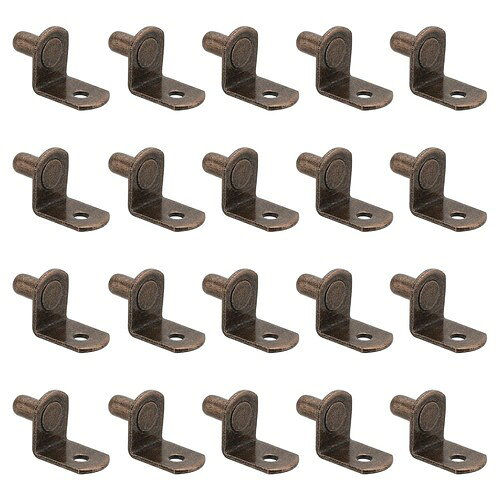 ピン径:6mm / 1/4";ピン長さ:10mm / 0.39";穴径:4mm / 0.16";棚長:19x16mm / 0.75x0.63";数量:20個 利点:棚ピンは耐久性のあるブロンズメッキ鋼で作られており、強い耐荷重能力を持ち、錆びにくく酸化しにくく、バリのない滑らかなエッジを持ち、耐久性があります。L字型のデザインは棚に信頼性のあるサポートを提供し、予め穴が開けられているため、棚のレイアウトの調整が簡単で取り付けと取り外しが便利です。 取扱説明:1. 棚ピンをピン穴に挿入して、キャビネットや本棚の対応する穴に挿入します。2. 棚が揺れたり移動したりしないように、ピンがしっかりと固定されていることを確認してください。 用途:棚ピンは棚にサポートと安定性を提供するよう設計されています。本棚、収納キャビネット、キッチン、クローゼットの棚、家具キャビネット、小売ディスプレイラッ ク、可変棚位置を必要とするDIY棚プロジェクトに最適です。 注意:棚のサイズと棚ピンホールに合った適切なサイズの棚ピンを選択してください。
