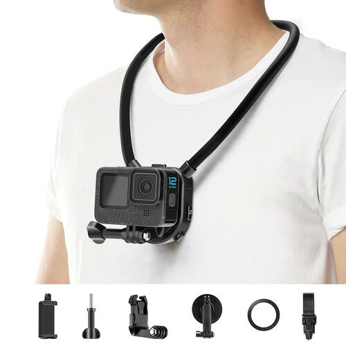 KF CONCEPT goproマウント 首掛けマウント アクションカメラ用アクセサリー スマホ/gopro/Action/instaに対応 POV撮影 お釣りなどに最適