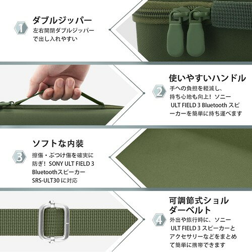 (ケースのみ) ULT FIELD 3 Bluetoothスピーカー SRS-ULT30収納ケース,グリーン‐co2...