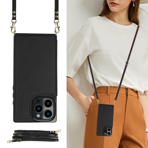 Cavor iPhone 16 Pro Max 専用 スマホケース 手帳型 財布型 斜めがけ 肩掛け 首かけ ストラップ同梱 RFID 機能付き IC カードホルダー Qi 急速充電対応 磁気閉鎖 ブラック