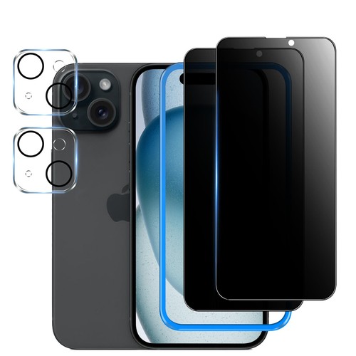 覗き見防止 iPhone15Plus 用 ガラスフィルム 覗き見防止 いPhone15Plus 用 のぞき見 強化ガラス アイフォン15プラス 用 液晶保護 のぞき見防止 2枚セット/プライバシー/指紋防止/気泡ゼロ/カメラフ ail-shops2-10105437 AILショップ パッケージ画像