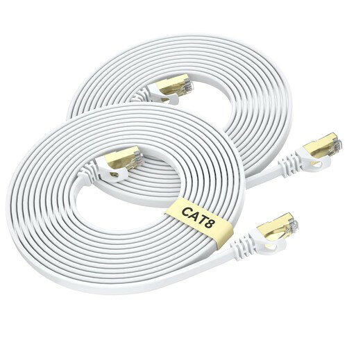 BUSOHE Cat8 LANケーブル 3-meters 2本セット フラットケーブル 40Gbps 2000MHz RJ...
