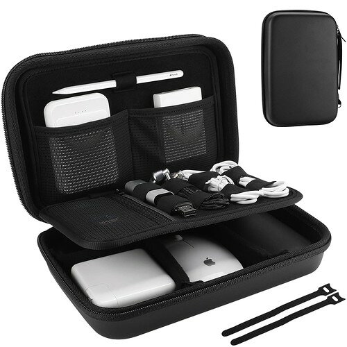 ProCase ガジェットポーチ、防水性のあるEVA材、大容量、3層仕組み MacBook アダプタ・ Magic Mouse 2・ USB Flash Disk・SD収納、スマホ・タブレット充電・ケーブルの小物入れ、PC周辺アクセサリーの整 ail-shops2-10107401 AILショップ パッケージ画像