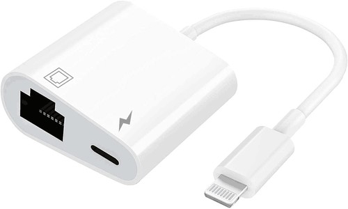 Apple MFi認定2イン1 Lightning to Ethernetアダプター iPhone/iPad/iPod用 充電ポート付き100Mbpsイーサネットネッ…
