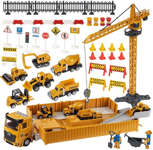 2in1大型建設車両おもちゃセットミニカーセットX 6 、大きい音楽収納車X 1、タワークレーンX 1、DIY道路標識X 22、ドラム缶X 4、小柵X 8、大柵X 4、作業員X 2、レールX 1、高品質合金とABSから作っています。安全な素材で、壊しにくいし長持ちになります。 照明と音のついたコンテナトラックコンテナを開けると、瞬間にレール、駐車場、滑り台など遊ぶ機能を持っています。お子様はその中に施工車両を置いて、起動できます。また、現実の照明と音楽の効果完璧です!お子様はリアルの音と光の世界に入ります。(電池含みません) 遊びから学び建設車両は友達もしくは家族一緒遊べます。遊びの中で、手先の器用さ、集中力、自信など発達させ、遊びうちに想像力をたくさん膨らませ、指先を使って遊ぶことで脳にいい刺激を与える知育玩具です。子どもの好奇心を刺激して、想像力を引き出してくれます。 認知能力&想像力アップリアルに再現された建設作業車で、お子様に各車両の種類を認識させ、好奇心を刺激するだけではなく本物のエンジニアリングシーンを復元することでお子様の認知を育てます。工事現場のごっこ遊びをしているうちに、お子様は頭中に場面を想像しながら、現場作業を真似します。 子供のプレゼントにピッタリプレゼント(入学祝い・こどもの日・誕生日祝い・クリスマスプレゼント)にピッタリです。家族や親戚、お友達など大切な人へどうぞ。