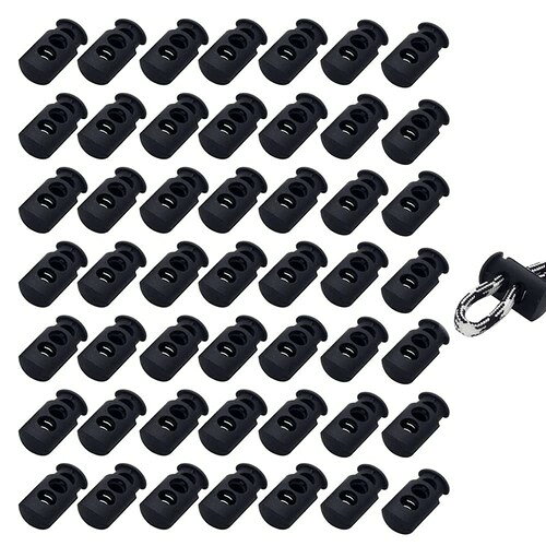 サイズ約23×12mm 穴直径:6mm(ちょうど6ミリのゴムはちょっと入りにくいですから、6ミリ以下のサイズおすすめです。) パッケージ内容 樽型スプリングコードストッパー ×50個。素材:プラスチック。紐を手で結ぶことが面倒と思う人に最適で、蝶結びが上手くできない子供にもお勧めです。 便利な2穴コードストッパー軽い2穴コードストッパー 軽くて丈夫なプラスチック素材で、バネ部分も強力です。ボタンをを押すとゆるみ、ボタンを放すと固定され、開閉がかなり楽になってとても便利です。 用法 1コードストッパーを押した状態で紐を通してください 。2ゴム紐を通した後で、はさみでゴム紐をカットして、ライターで切り端を焙る 。3ゴム紐の長さを調節する時は、バネを押さえてから動かしてください。 幅広い適用性 紐止め、ボトルカバーの口の部分、ウエストゴムの紐止め、リュックのストッパー、帽子のひもの留め具、巾着袋の開閉補助具など色々使えます。縄文、バックラゲージ バッグ、衣類、リュックサック、運動服などに広く使われます。