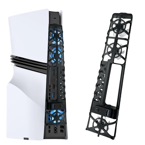 互換性のご確認ご注文の前に、使用するコンソールのモデルをご確認ください。PS5 pro/slim 専用設計、ディスク/デジタル版の両対応、PS5 Slim用のディスク版およびデジタル版に特別に設計冷却ファンは、コンソールのに直接取り付けられ、優れた冷却効率を実現します。※ご注意:オリジナル PS5用 2020には対応していません。 自動温度検知PS5 Slim用 冷却ファンはOFF、自動モードと手動モードで設計されておりの3つの設定があり。自動モードがオンの場合、温度が45°Cより高くなると、ファンは自動的にオンになり、動作し、温度が38°Cより低くなると、ファンは自動的に動作を停止します。 3速風量調整可能このファンは、低速高速自動温度制御の3つのモードを提供します。PS5 Slim/PS5 Pro用冷却ファンは、大型ブレードを備えた3つの油圧冷却ファンで構成されており、コンソールの熱を効果的に排出が冷却され、スムーズに動作するのをサポートします。 USB 3.0 搭載新型PS5 pro/ps5 slim 用 冷却ファンは追加的なUSB 3.0 ポートが装備されており、充電やコントローラの有線接続などにお使いいただけます。 コントローラー、キーボード、電話、タブレット、その他の USB デバイスなどの他のデバイスのクーラーとして使用できます。コントローラー、マウス、キーボード、USBケーブル、ハードドライブなどの周辺機器を同時に使用できます。 青色雰囲気ライト付+超静音 プレステ5 Slim用 冷却ファンが作動している間、ファンの周囲に青色の雰囲気ライトが点灯し、夜では雰囲気が一新になり、快適でリラックス出来るカラフルな雰囲気を作り出します。ファンがオフの場合、ライトは消灯します。低騒音ベアリングファンにより、静かで没入感のあるゲーム体験を提供します。PS5用ゲーマーへの最適なギフトです。 装着簡単弾性ロックによって、PS5用の排熱対策用とした冷却ファンは、コンソールにしっかりと固定できます。垂直方向と水平方向の両方で使用しても心配ありません横置きと縦置きの両方をサポートしているため、コンソールをどのように配置しても効率的に冷却できます。