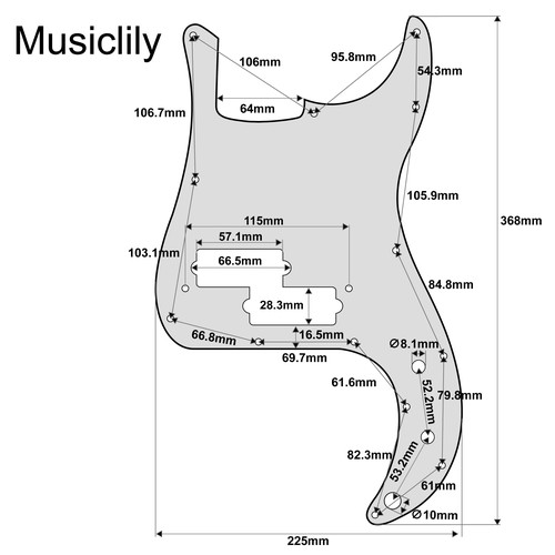 Musiclily Pro 13穴 PBプレシジョンベースピックガード4弦 3P茶べっ甲