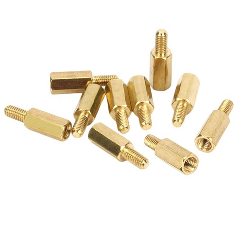 サイズ全長:16mm オスねじ長さ:6mm 本体長さ:10mm。 セット内容六角スタンドオフスペーサーx10個。 カラーゴールド。重量30g。 耐久性真鍮で作られ、変形や腐食しにくく、使用寿命が長いです。 広い適用家庭用品やオフィス家電、電子機器、通信機器、船舶集会など、ほとんどの機械産業で使用されます。