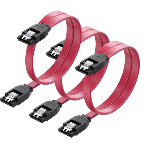 SZSL SATA ケーブル (ストレート型)約50cm 6 Gbps対応 ラッチ付き SSDとHDD増設 Sata3 シリアル ATA3 ケーブル レッド (ストレート型 3本)