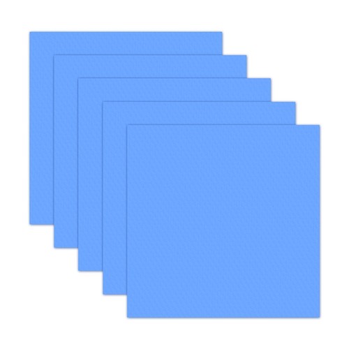 サイズ:100mm x 100mm x 0.5 mm(L x W x T),5枚入;熱伝導率: 1.5 w/m-K; 耐熱温度: 50~200(°C); カラー: ブルー。 特徴:安定した熱伝導率、優れた断熱性、粘性、弾力性、低耐熱性および充填性を備えています。 使い易い:ニーズ場所とサイズに応じて、柔らかいシリコーンの熱伝導性パッドを自由にカットにご利用いただけます。 粘着性ありこの熱伝導性シリコンパッドは粘着性があり、非常に使いやすい。 生産工程でも、メンテナンスでも、貼り付けるだけで、取り付けステップを減らし、作業効率を向上させます。 様々シーンに適用:マイクロヒートパイプラジエーター、グラフィックカードのノースサウスブリッジ、高速ハードドライブ、ハイパワー電源、家電製品、LED産業等に適しています。