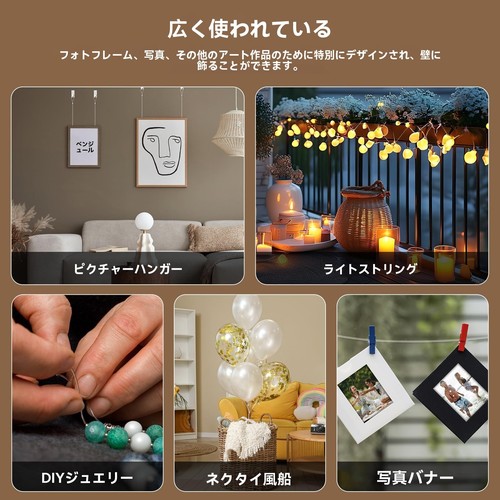 NUOLUX ピクチャーレール ワイヤー 釣り糸 ナイロン 透明 0.80mm 200m 60個カシメ...