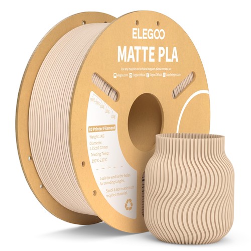 美しいマット仕上げELEGOO MATTE PLAは、美しいマット、低光沢、滑らかな仕上げを実現し、印刷物の層の線がほとんど見えない状態になります。 最高の精度と一貫性ELEGOOは製造中に高度な測定手順を使用して、すべてのフィラメントが1.75 mm直径、精度+/- 0.02 mm、すべての印刷で一貫性と精度を確保します。 詰まりや気泡なしELEGOO PLAフィラメントは乾燥したほこりのない環境で製造され、湿気や空気から遠ざけられた真空密封パッケージで梱包されているため、詰まりや気泡の問題はありません。 詰まりや気泡なしELEGOO PLAフィラメントは乾燥したほこりのない環境で製造され、湿気や空気から遠ざけられた真空密封パッケージで梱包されているため、詰まりや気泡の問題はありません。 ほとんどの3Dプリンターに適合Neptune 3シリーズ、Neptune 4シリーズなど、一般的な1.75mm 3Dプリンターすべてと互換性があります。密閉型プリンターを使用する場合は、ELEGOO MATTE PLAを印刷する際にドアを開けたままにしてください。 ご注意:色は同じですが、写真と若干の色の違いがある場合がございますのでご了承ください。スプールの材質をご確認の上、お選びください。