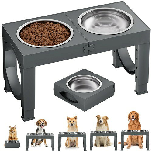 Aystkniet犬 食器台 ペット 餌台 ステンレスボウル 4段階 高さ調節可能 食器 エサ...