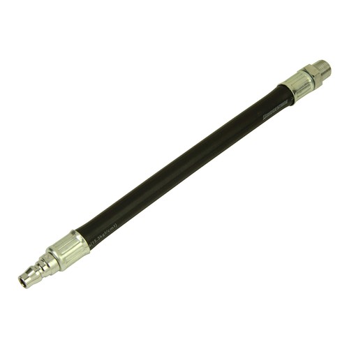 全長:310mm 最少曲げ半径:135mm ネジサイズ:PT3/8、空気取入口(プラグ):3/8 最高使用圧力:1.5Mpa(15kgf/cm2)、耐圧力:2.0MPa(20kgf/cm2) 適用流体:空気