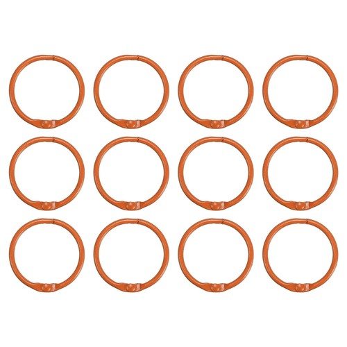 カラー: オレンジ; 材質: 金属; 厚さ: 2.2 mm; 外径: 30 mm; パッキングリスト: 12個 x ルーズリーフバインダーリング 利点: 丸いスプリングリングは金属素材でできており、表面は塗装されており、防錆、頑丈で耐久性があり、長寿命です。スプリングクリップデザイン、開閉が簡単、クイックリリース。スプリングスナップクリップは軽量で持ち運びが簡単です。 説明: アイテムを順番に組み立ててから、ホールパンチャーで穴を開けます。ゆっくりと引き上げて開き、リングを穴に通して押して閉じます。 応用: これらのルーズリーフバインダーリングは、書類を結束したり、複数の異なる素材をリンクしたりするのに使用でき、名刺、メモファイル、キーホルダー、スクラップブック、写真、本、書の結束に最適です。家庭やオフィスの保管に適しています。 注意: 綴じたい商品の厚みがありページがめくれない場合がありますので、ご注文前にバインドリングの直径をご確認ください。