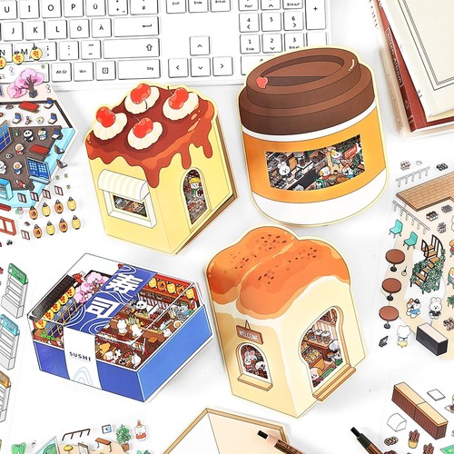 セット内容:ステッカー*4点(寿司屋+パン屋+喫茶店+スイーツ店)+ピンセット2本 特徴:高品質、高精細、高粘着力、カラフルで長い間お供できるの3Dハウスステッカーです。 DIY:初心者や子供にぴったりの3Dハウスステッカー!暇な時間をつぶして、集中度と忍耐力を高めることができます。家族や友人、恋人と一緒に完成し、幸せな時間と達成感を楽しむこともできます。 シール財布、本、手帳、パソコン、、コップなどの私物に貼ることができます。記念日、誕生日、クリスマスなどの特別なイベントは家族、母、姉妹、友人への素敵なプレゼントです。 :もしも包装・運送工程で商品に汚れや破損がある場合、気楽にご連絡してください。、またはのご案内を致します。