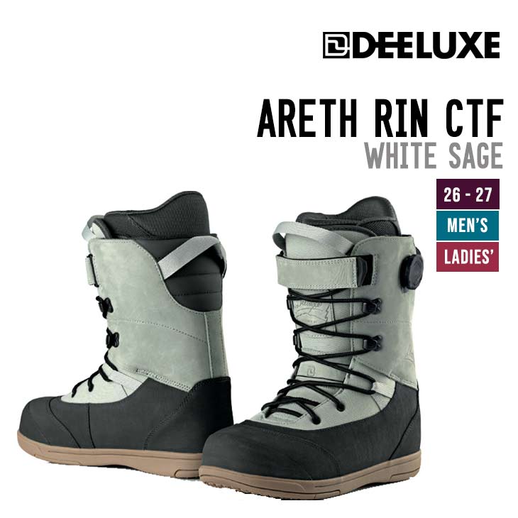 メーカー希望小売価格はメーカーカタログに基づいて掲載していますレビュー特典の詳細内容はこちらをご覧ください。DEELUXE ディーラックス 26-27 ARETH RIN CTF スノーボード ブーツ ユニセックス 2026-2027※新型コロナウイルスの影響や社会情勢によっては納期が遅れる可能性がございます。＊商品ページの画像はメーカー画像を使用しております、余儀なく仕様の変更、多少のカラー変更がある場合がございます、あらかじめご了承下さい。