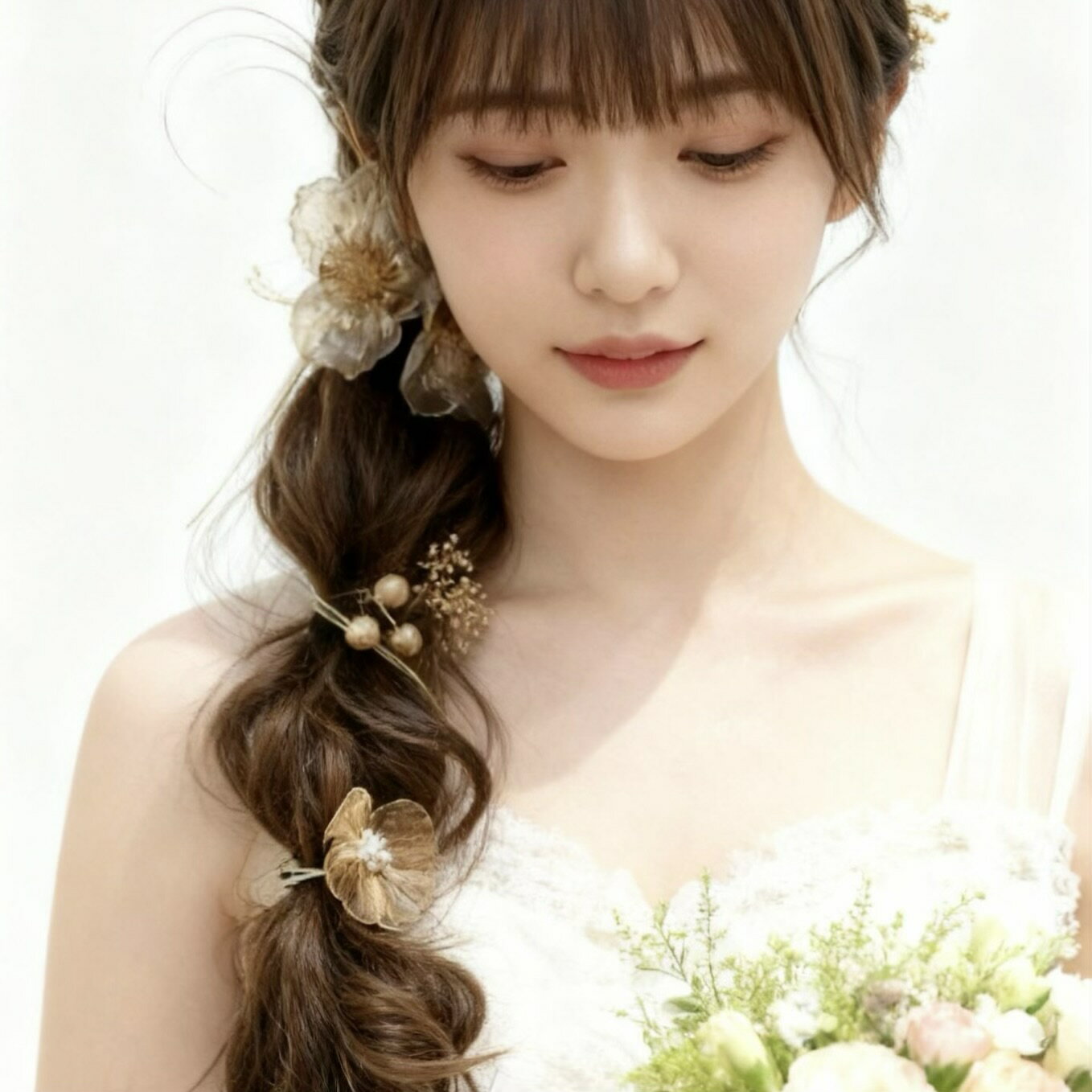 ヘッドドレス 花 透明 クリスタルフラワー クリア ディップフラワー 椿 アメリカンフラワー ドライフラワー アーティフィシャルフラワー プリザーブドフラワー...