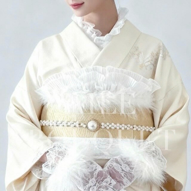 帯飾り　帯揚げ レース　白　ホワイト　成人式　振袖　浴衣　パール　卒業式　和装　袴　着物　フラワ..